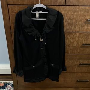 SO LO Black Jacket—Exquisitely cut with Unique Buttons and Styling. Size small.